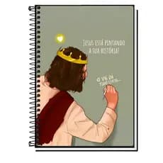 Caderno Jesus Cristo Frases Biblicas na Capa Dura Espiral Universitário 1 10 ou 20 Matérias