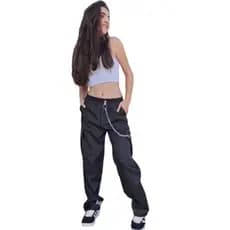 calça tactel infantil e juvenil moda skate com corrente 4 bolsos