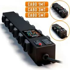 Filtro de Linha Metal ( 12 Tom. | 8 Tom. | 6 Tom. ) 10A - Extensão Cabo 5mt - 3mt - 1mt Profissional [ASIMOVE PREMIUM]