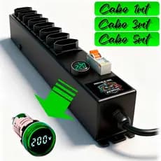 Filtro De Linha 20A Cabo 1mt | 3mt | 5mt Régua de Tomadas 8 Tom. Voltímetro E Disjuntor [ASIMOVE PREMIUM]