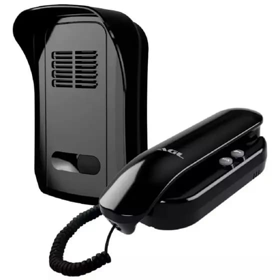 Kit Interfone Porteiro Eletrônico Residencial AGL P10x Wifi Bivolt - Preto