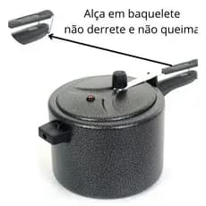 PANELA DE PRESSÃO ALUSOL PRETA CRAQUELADA 7 LITROS + ENVIO IMEDIATO EM 24 HORAS ÚTEIS