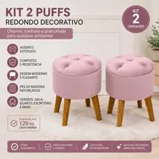 KIT 2 PUFF BANQUETA DECORATIVO- ATÉ 120K COM 4 PÉS+ ENVIO IMEDIATO E SEGURO
