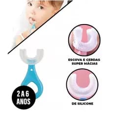 Escova Infantil De Dente Formato U 360° Macia De Silicone Ideal Para Bebês e Crianças Com Higiene Segura e Eficiente