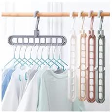 Kit Cabides 9 Furos Mágicos Multiuso Dobrável Arara Roupas Guarda-Roupa Economia