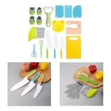 Brinquedos Montessori Cozinha Infantil Kit 17 Peças Facas Seguras Plásticas Presente Aprendizado Criança
