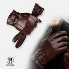 Luva De Couro Touchscreen Impermeável Executiva Inverno Unissex Frio Inverno Celular