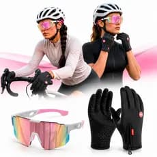 Kit Luva Ciclismo Unissex Touch e Óculos Esportivo UV400