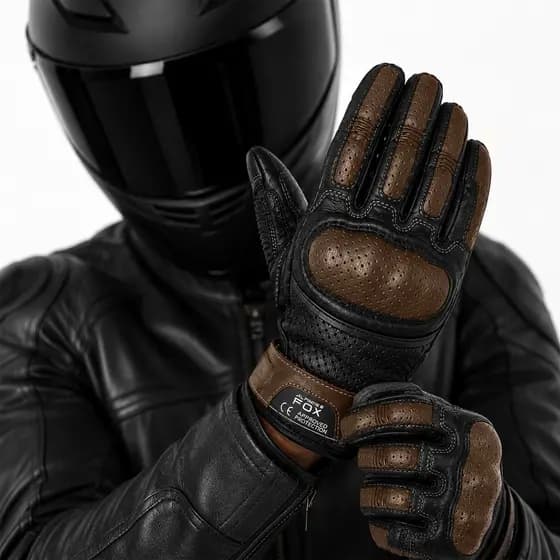 Luva Moto Couro Legítimo Vintage Fox Touch Masculina