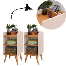 Kit com 2 Mesa de Cabeceira Nicho e porta celular organizador Max