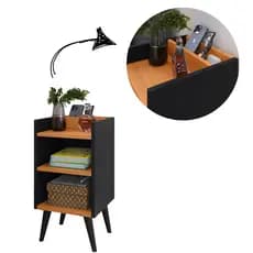 Mesa de Cabeceira Retrô Nicho com Porta-Celular e Organizador Max
