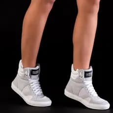 Bota Cano Alto Strong De Couro Para Academia Tenis Botinha