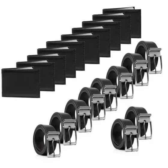 Kit Com 10 Carteiras Simples Fh Vestuarios e 10 Cinto Dupla Face
