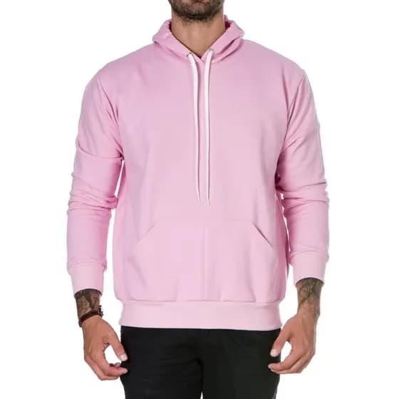 Blusa Moletom Casaco Liso Masculino Com Bolso e Capuz Ajustável Canguru Modelo Descontraído Inverno FH Vestuários