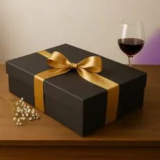 Caixa 35x24x10 para Presente Chique de Natal Branca Kraft e Preta