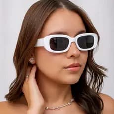 Oculos De Sol Feminino Branco Unissex Retrô  Vintage Coreano Blogueiro Retro Square