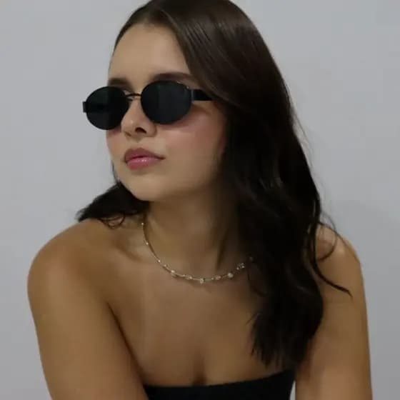Óculos De Sol Vintage Para Mulheres e Homens Com Armação Metálica Moda Blogueira UV400 Preto