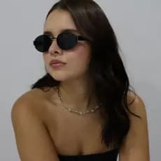 Óculos De Sol Vintage Para Mulheres e Homens Com Armação Metálica Moda Blogueira UV400 Preto