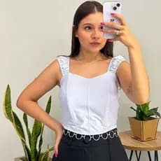 Blusinha Modelo Cropeed Corset Corfortável Feminino Blusinha Branca