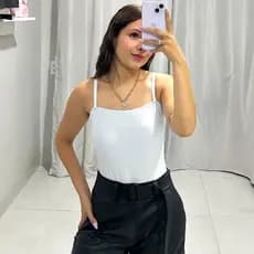 Body Feminino Alcinha com Forro Suplex Bory Alça Fina Blogueira