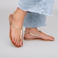 Sandalia Feminina Rasteirinha Perolas Branca Flat Fivela Slim Conforto Casual Luxo Blogueira