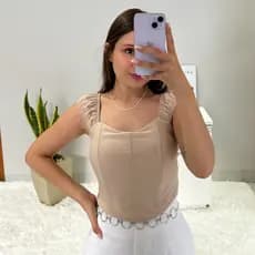 Blusinha Modelo Cropeed Corset Corfortável Feminino