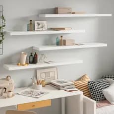 Prateleira Branca 60X10 Com Suporte Flutuante Mdf Organizadora Decoração Cozinha Quarto Banheiro - Envio Imediato