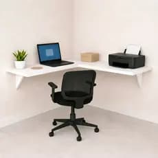 Mesa Suspensa em L 100% MDF Branca com Suporte Mão Francesa – Ideal para Escritório, Estudo e Home Office
