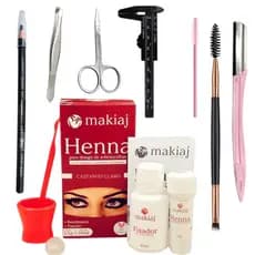 Kit Design de Sobrancelha Makiaj Henna + Navalha + Lapis + Pincel Duplo +Paquimetro + Escovinha ...