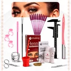 Kit Design para Sobrancelhas Henna Makiaj Hipoalergênica Paquimêtro Navalha Completo