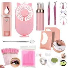 Kit Iniciante Extensão Alongamento De Cilios Nano Vaporizador Ventilador Escovinha Microbrush Pinça