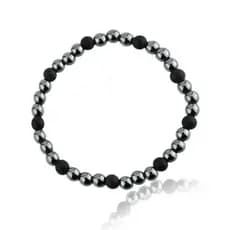 Pulseira Masculina Ônix e Hematita Chumbo em Aço Premium 316L - Ermino