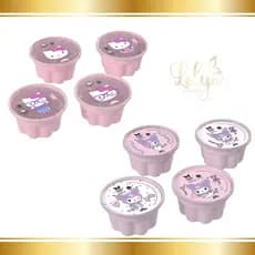 Kit 4 potes Forma de Gelatina e Sobremesa Hello Kitty e Kuromi 150ml