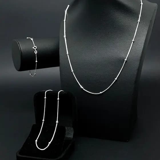 Colar Prata 925 Pulseira Tornozeleira Legítima Veneziana v12 Original Bolinhas Feminina Prata