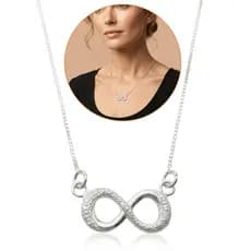 Colar Pingente De Infinito Prata 925 Feminino 45cm Corrente Amor Joia Para Mulher Presente Elegante