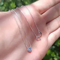 Colar Corrente Prata 925 Gargantilha Ponto de Luz Choker Cor Cristal Redondo 45cm Feminina