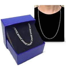 Corrente Masculina Grumet Escama 3x1 Banho de Prata 925 70cm Cordão 3mm Elegante Presente Masculino