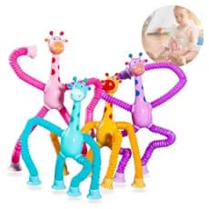 Pop Tubo Estica e gruda Girafa Robô Macaquinho Cachorro Galinha Brinquedo Ventosa Infantil