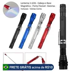 Lanterna 3 Leds Telescópica com Cabeça Flexível com Cabeça e Base Imantadas