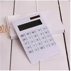 Calculadora De Mesa Branca Ultra Fina Com 12 Dígitos Energia Solar Com Botão Grande De Cristal