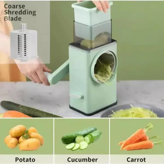 Ralador de Queijo Fatiador Legumes Cortador Vegetais Manual 3 em 1 Multiuso Cozinha Giratorio Manivela