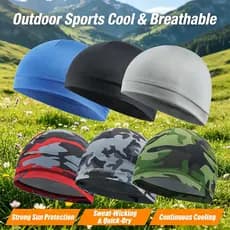 1 Pçs Umidade Wicking Crânio Boné Camo Forro Tampa De Resfriamento Leve De Bicicleta Jogging Cabeça Para Homens