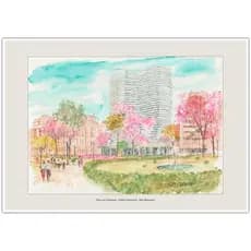 Praça da Liberdade - Edifício Niemeyer - Belo Horizonte | Arte Aquarela para Quadro Decorativo A4