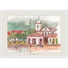 Paraíso Arquitetônico de Paraty | Arte Aquarela para Quadro Decorativo | Decoração Elegante A4