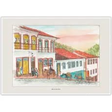 Rua de Ouro Preto | Arte em Aquarela para Quadro Decorativo | Decoração Elegante | A4