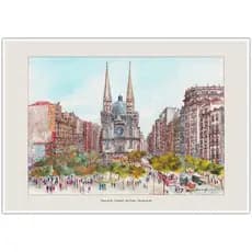 Praça da Sé - Catedral - São Paulo - Década de 60 | Arte em Aquarela para Quadro Decorativo | A4
