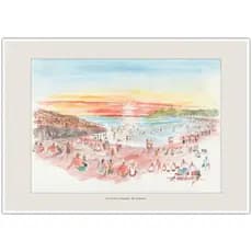 Pôr do Sol no Arpoador - Rio de Janeiro | Arte Aquarela para Quadro Decorativo | Decoração A4