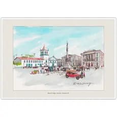 Pátio do Colégio - São Paulo - Década de 20 | Arte Aquarela para Quadro Decorativo | Lembrança | A4