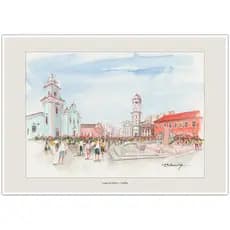 Largo da Ordem - Curitiba | Arte Aquarela para Quadro Decorativo | Decoração Elegante A4