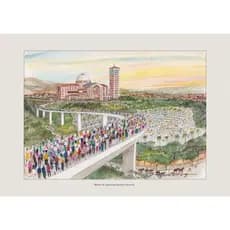 Pintura em Aquarela Basílica de Aparecida Santuário Nacional | Caminho da Fé | Quadro Decorativo A4
